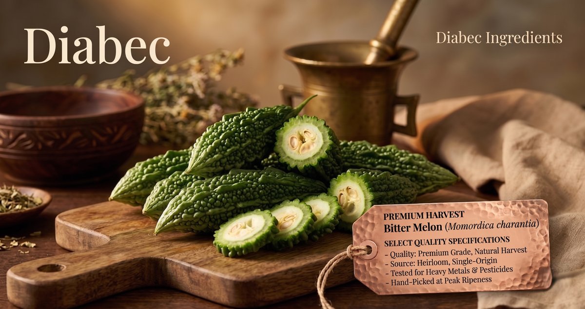 Bitter Melon (Momordica charantia). Premium-grade, single-origin, tested for heavy metals and pesticides, hand-picked at peak ripeness.