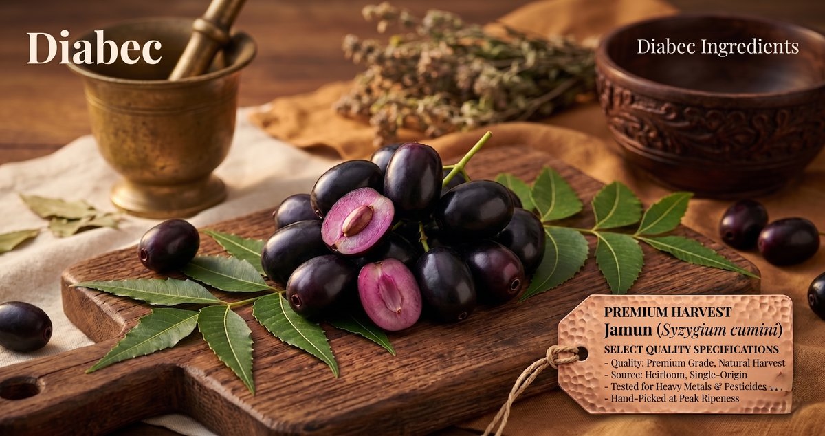 Jamun fruit (Syzygium cumini). Premium-grade, single-origin, tested for heavy metals and pesticides, hand-picked at peak ripeness.