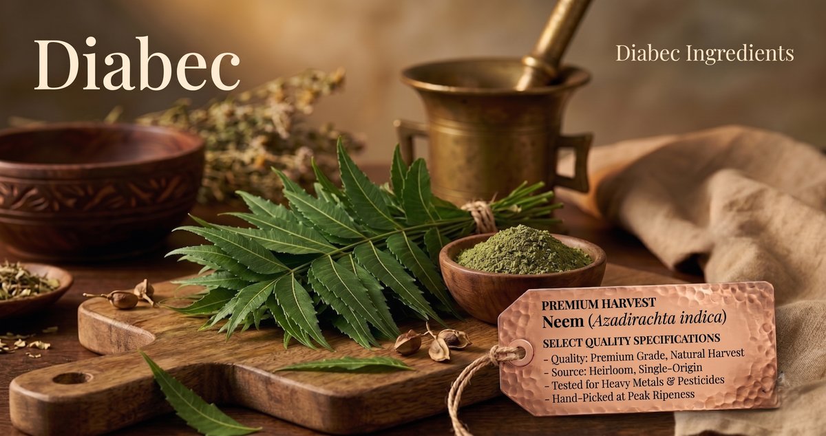Neem leaves (Azadirachta indica). Premium-grade, single-origin, tested for heavy metals and pesticides, hand-picked at peak ripeness.